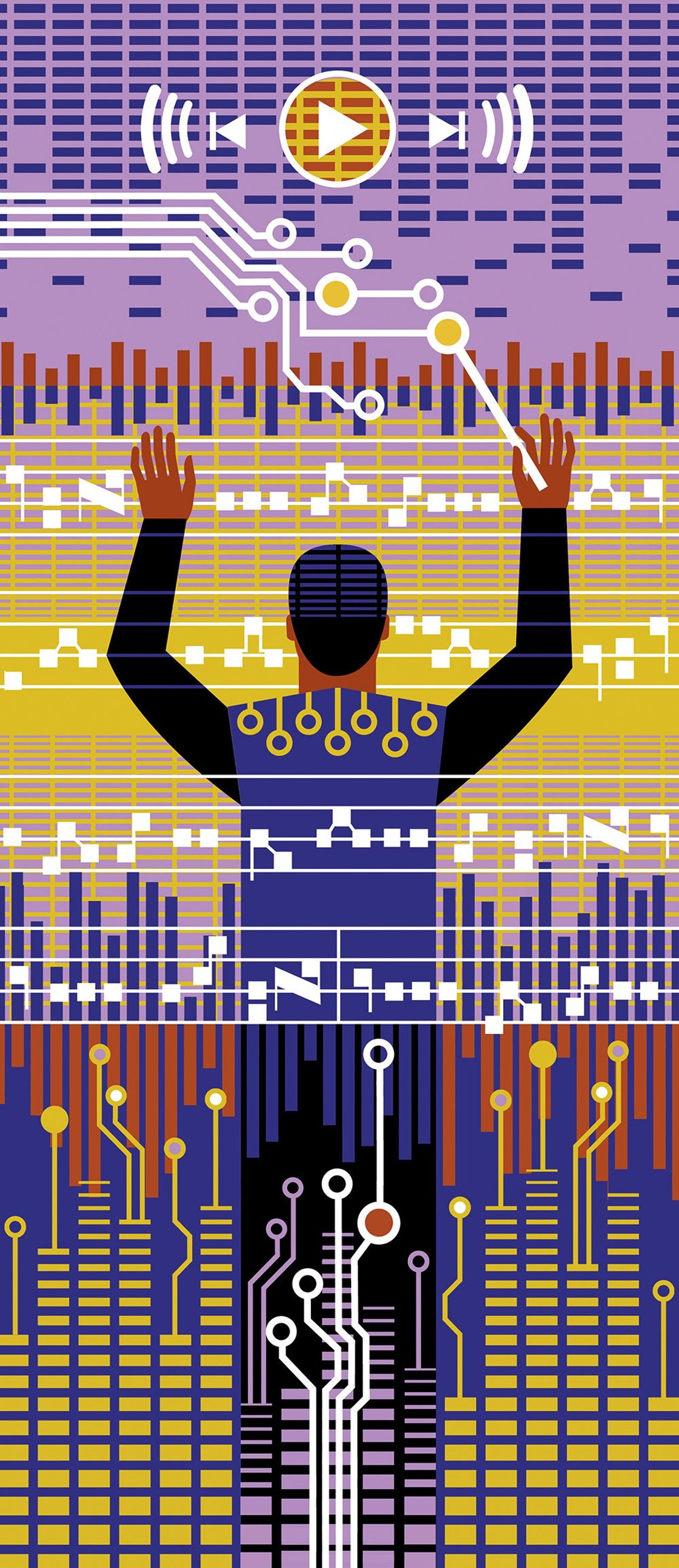 Illustration representing the technical leader as an orchestra conductor.