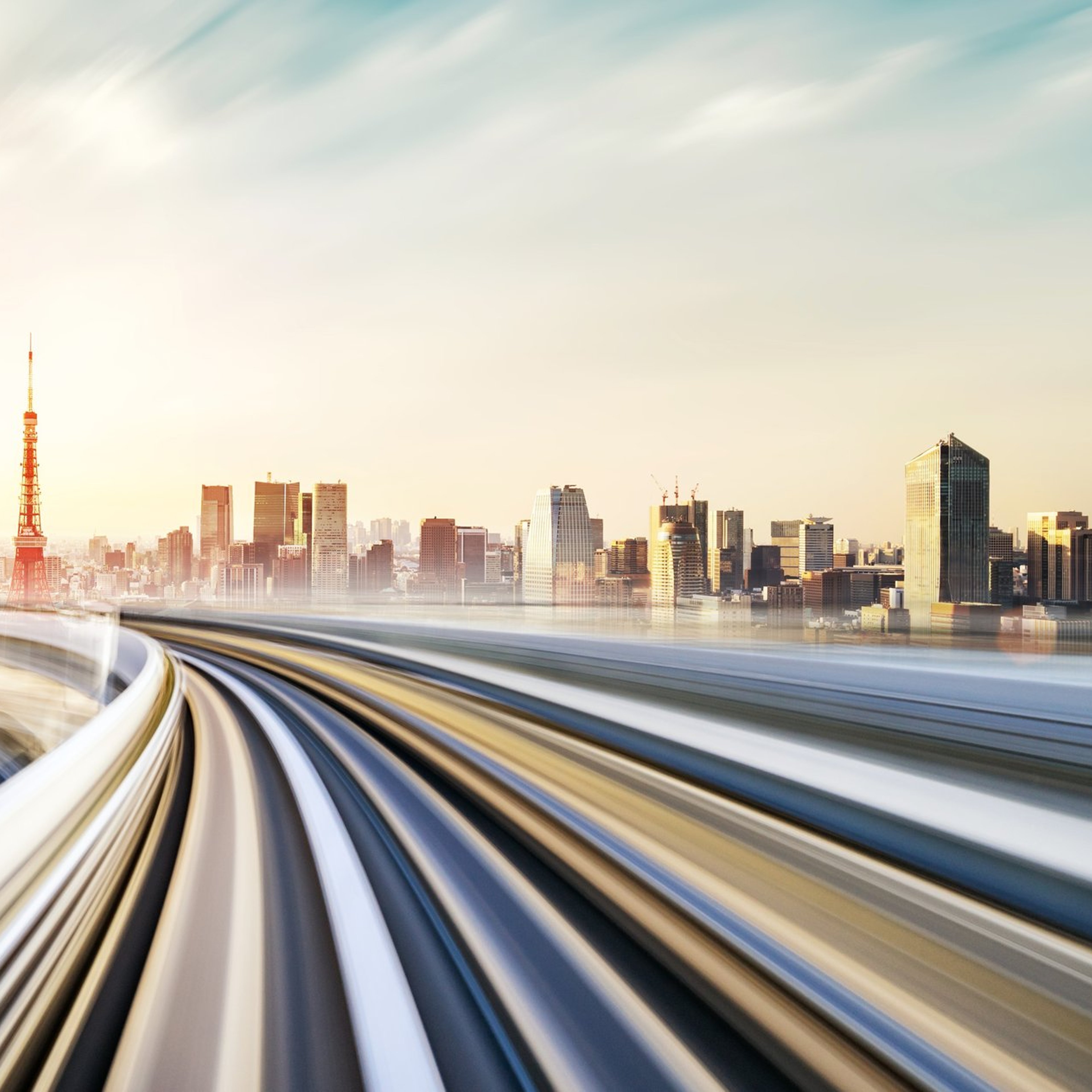 fast moving motorway overlooking a city